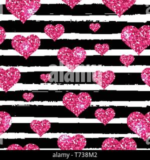 Seamless pattern for valentines day with black lines Stock Vector