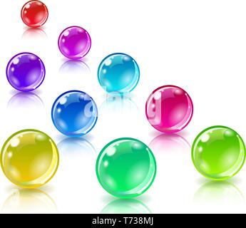 Three balls of different colors on a white background. Gradient mesh not used. Vector. Stock Vector