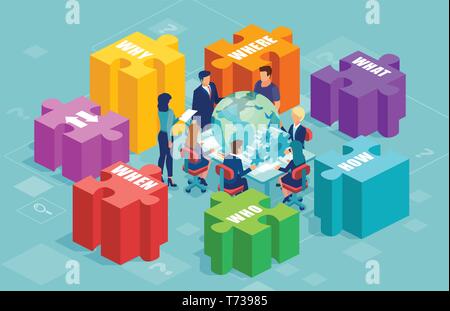 Vector of businesspeople brainstorming a new strategy Stock Vector