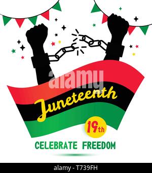 Juneteenth day background of freedom celebration 19 june Stock Vector