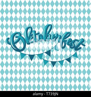 Blue and white header with scribble pattern and text Oktoberfest Stock Vector
