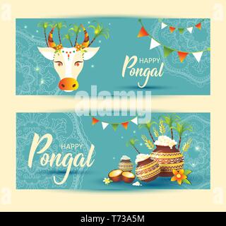 South Indian Festival Pongal Background Template DesignPongal Festival Background Stock Vector