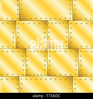 Seamless vector texture with riveted metal sheets. You can create the wallpaper with this pattern, color of elements can be changed as you want. Vecto Stock Vector