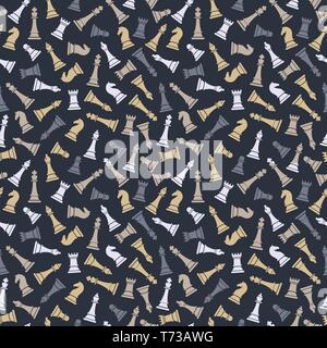 Seamless vector pattern with chess. World international chess day. Stock Vector