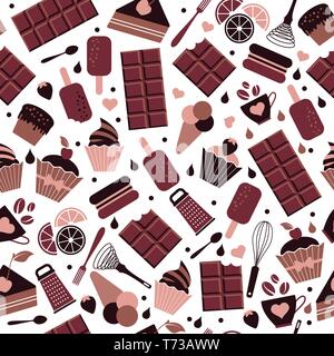 World Chocolate Day of seamless pattern. July 11. Stock Vector