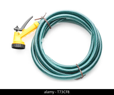 Garden hose on white background Stock Photo