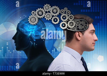 Cognitive computing concept as future technology with businessma Stock Photo