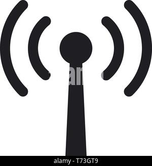 Simple antenna with radio waves vector icon symbol Stock Vector