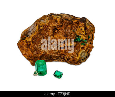 May birthstone, emerald, isolated on white background Stock Photo