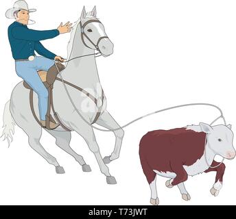 Calf Roping Vector Illustration Stock Vector