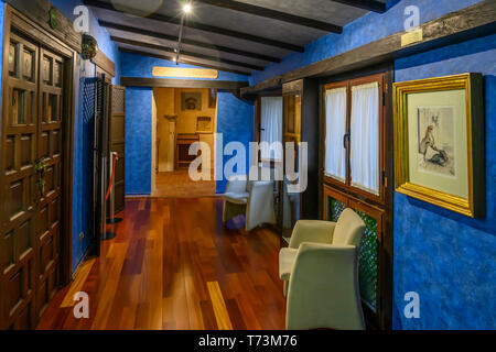 Decorative interior of a Synagoge with a corridor and doorways, Jewish Quarter of Cordoba; Cordoba, Spain Stock Photo