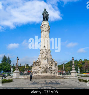 Marquis of Pombal Square; Lisbon, Portugal Stock Photo