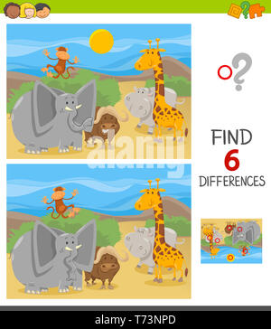 spot the differences game with wild animals Stock Photo - Alamy