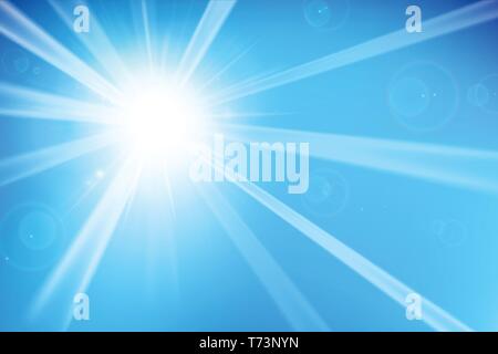 Abstract blue background with sunlight and flare element for summer vector illustration eps10 Stock Vector