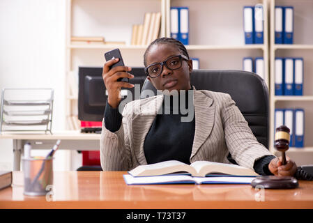 Black female lawyer in courthouse Stock Photo