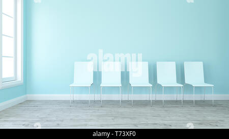 3D render of a row of chairs in an empty room Stock Photo - Alamy