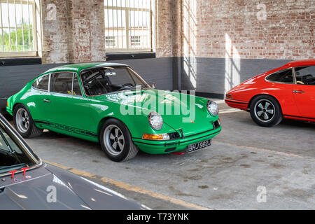 Vintage 1971 Porsche 911 S at Bicester heritage centre 'Drive it Day'. Bicester, Oxfordshire, England Stock Photo