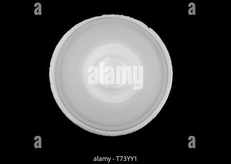 White Empty Foam Cup, polystyrene , foam bowl isolated on black background. High resolution image gallery. Stock Photo