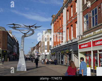 London Road North; The Main Pedestrianised Shopping Area in Lowestoft in Suffolk, England, UK