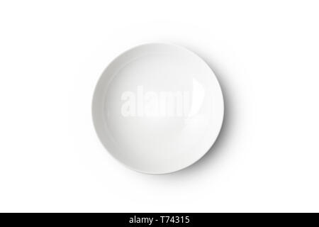 Empty white ceramic plate. Isolated on white background with clipping path Stock Photo