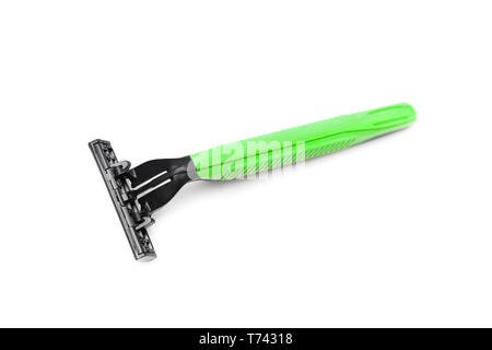 Green men razor. Studio shot isolated on white background Stock Photo