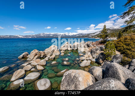 An afternoon at Sand Harbor in Lake Tahoe Stock Photo