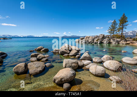 An afternoon at Sand Harbor in Lake Tahoe Stock Photo