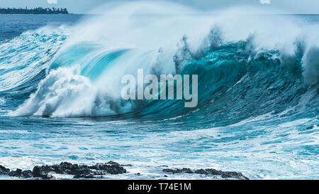 Large wave on the ocean off the West coast of Oahu; Oahu, Hawaii, United States of America Stock Photo