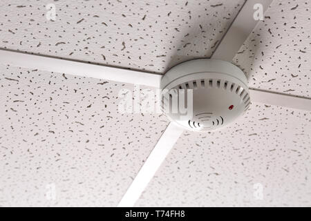 Smoke fire and a carbon monoxide alarm mounted on the ceiling Stock ...