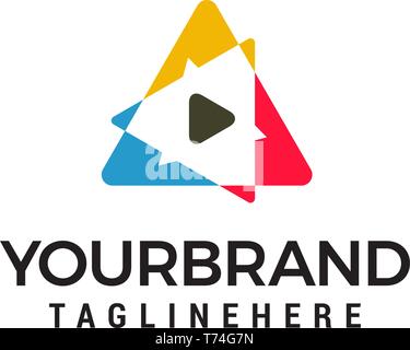 triangle Smart Media Logo design concept template vector Stock Vector