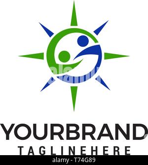 people t two Hands helping logo design concept template vector Stock Vector