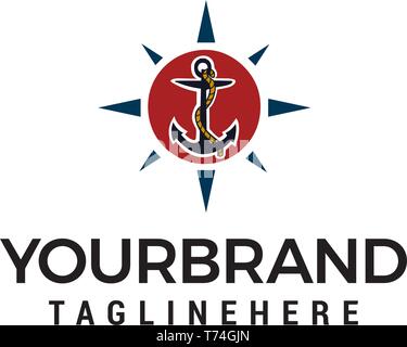 anchoring logo design concept template vector Stock Vector