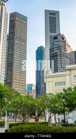 Corporate business office towers and skyscrapers in downtown Singapore. Stock Photo