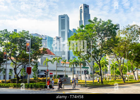 Singapore Parliament and city office towers and skyscrapers of skyline. Stock Photo