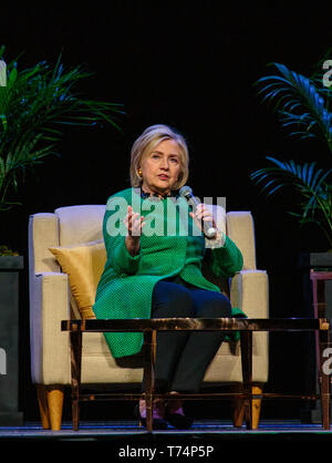 Seattle, Washington, USA. 03rd May, 2019. Former Presidental candidate, former first lady and former Secretary of State Hillary Rodham Clinton speak to a sold out crowd at WaMU Theater on May 03, 2019 in Seattle, Washington. Photo Xander Deccio/imageSPACE/MediaPunch Credit: MediaPunch Inc/Alamy Live News Stock Photo