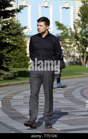 Volodymyr Zelensky is seen after his meeting. Ukrainian newly elected