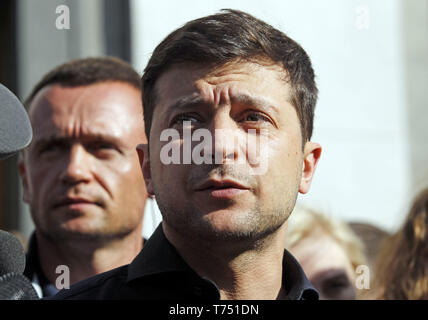 Volodymyr Zelensky is seen after his meeting. Ukrainian newly elected