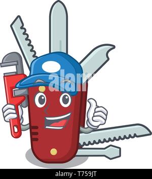 Plumber penknife in the a cartoon bag Stock Vector