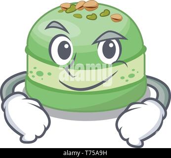 Smirking pistachio cake in the cartoon fridge Stock Vector