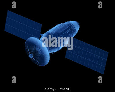3d rendering x-ray satellite dish with antenna isolated on black background Stock Photo