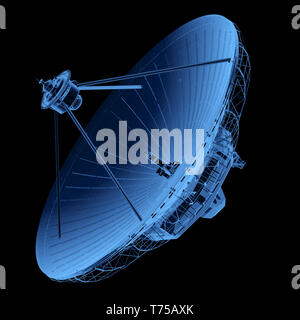 3d rendering x-ray satellite dish with antenna isolated on black background Stock Photo