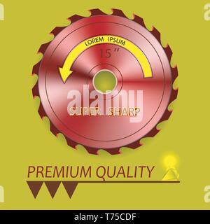 Circular Saw red and diamond. For store, advertising and design. Vector illustration Stock Vector