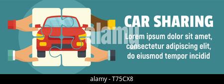 Car sharing concept banner. Flat illustration of car sharing vector concept banner for web design Stock Vector