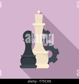 Chess logic gear icon. Flat illustration of chess logic gear vector icon for web design Stock Vector
