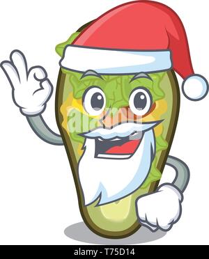 Santa stuffed avocado in the mascot shape Stock Vector