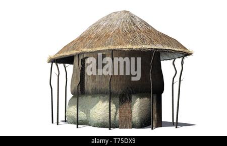 Thatch hut - isolated on white background Stock Photo