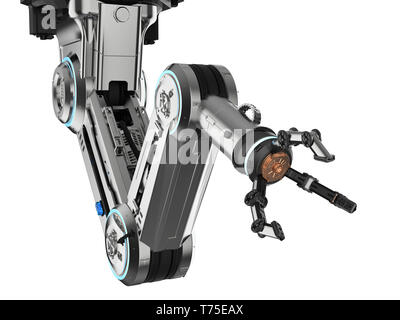 Automation factory concept with 3d rendering robotic arm Stock Photo