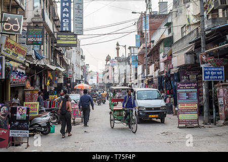 A busy street in downtown New Delhi Stock Photo