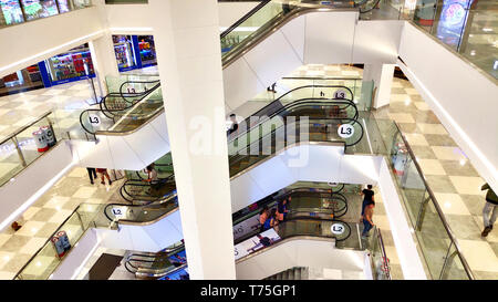 Saigon/Vietnam: Jewelry stores unique design in Vincom Plaza Go Vap 6 floors big shopping mall modern architecture beautiful light decoration Stock Photo