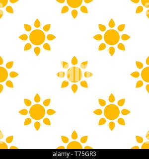 Simple Sun Seamless Pattern Background. Vector Stock Vector